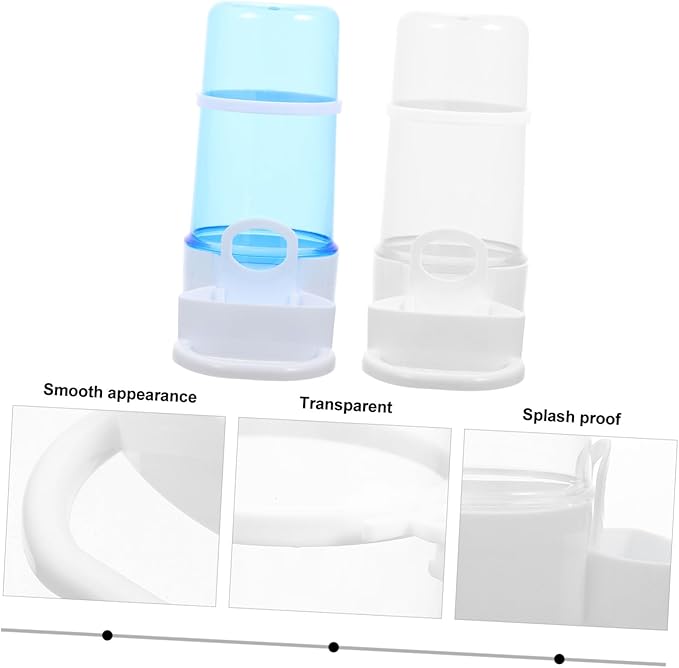 2Pcs Automatic Bird Feeder Portable Food Dispenser for Bird Cage and Hamster Bite-Resistant Plastic Feeding Box with Transparent and Blue Containers for Clean Sanitary Pet Feeding