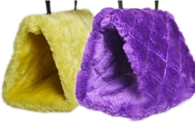 YARNOW Large Grey Plush Bird Hammock Cozy Snuggle Cave for Parrots and Small Animals Soft Cotton Hanging Bed Detachable Accessories for Bird Cages