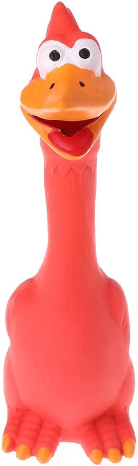 Dog Screaming Chicken Toys, Latex Pets Cats Squeaky Sound Decompression Toy (Red)