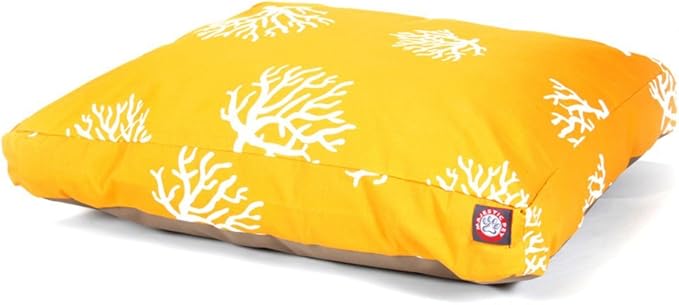 Yellow Coral Medium Rectangle Indoor Outdoor Pet Dog Bed With Removable Washable Cover By Majestic Pet Products