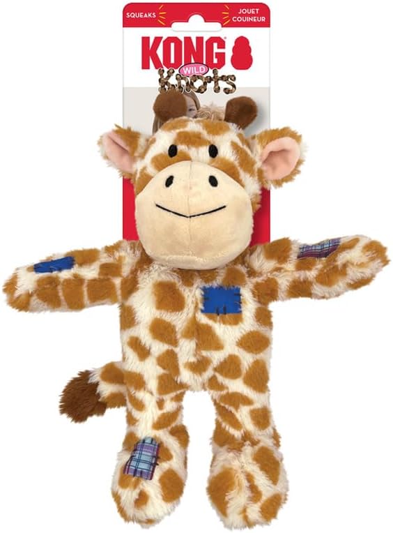 KONG Wild Knots Tiger and Giraffe Combo Dog Toy – Durable Knotted Ropes Inside, Minimal Stuffing for Less Mess – Medium/Large - Bundle