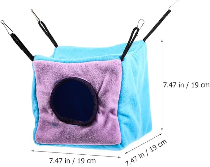 Beaupretty Small Animal Double-Layer Hanging Cube Hammock Cage with Cotton Bed, Warm Hideout for Hamsters, Squirrels, Sugar Gliders, and Birds, Cage Accessory for Small Pets