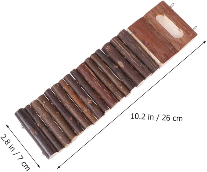 Hemoton Wooden Hamster Ladder Bridge Toy 7cm x 27cm Small PET Climbing Chew Toy for Hamsters Parrots and Birds for Cage Accessories and Interactive Play