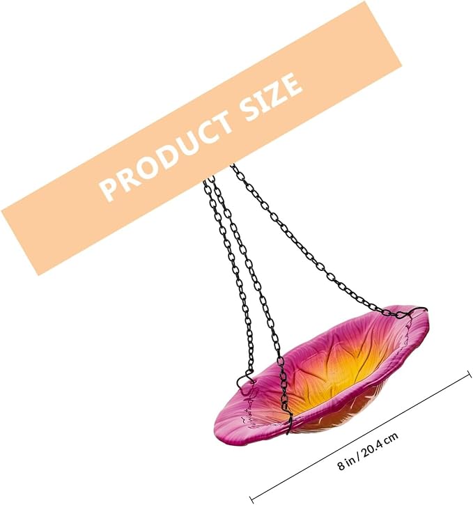 Kichvoe Flower-Shaped Hanging Bird Feeder and Solar Heated Bird Bath for Garden Outdoors, 8-inch Swing Design with Petal Shape, Sturdy Hanging Wildlife Feeder for Backyard Birding