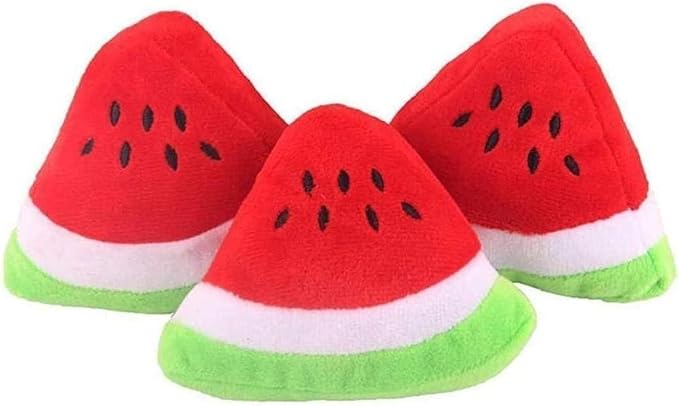 1Pc Watermelon Pet Toy Chew Squeaker Squeaky Plush Cotton Triangle Ball Watermelon Sound Toys Puppies Small Dogs Useful and Deft, Dog Squeak Toys, Tiny Puppy Toys(Red)