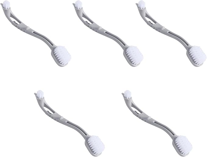 5 Pieces Bird Cage Cleaning Brush with Long Ergonomic Handle, Dual-Function Brush Heads for Cleaning Bird Parrot Cage Kennels Perches (Beige)