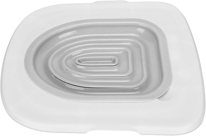 Cat Toilet Training System - Reusable Potty Kit With Sturdy Tray and Gray Inner Support for Teaching Cats to Use Toilet (White)