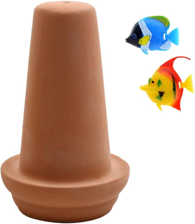 Saim Ceramic Spawning Breed Cone Orange Fish Tank Ornaments for Discus Clownfish Angelfish Aquatic Pets Breeding Cones Play Hide Rest 7 Inches