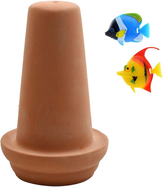 Saim Ceramic Spawning Breed Cone Orange Fish Tank Ornaments for Discus Clownfish Angelfish Aquatic Pets Breeding Cones Play Hide Rest 7 Inches