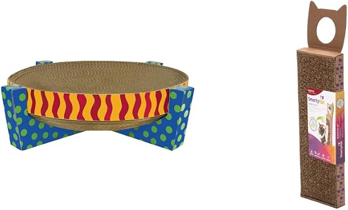 Catstages Scratch, Snuggle & Rest Corrugated Cat Scratcher with Catnip + SmartyKat Scratch Up Corrugated Hanging Cat Scratcher, Catnip Infusion Technology
