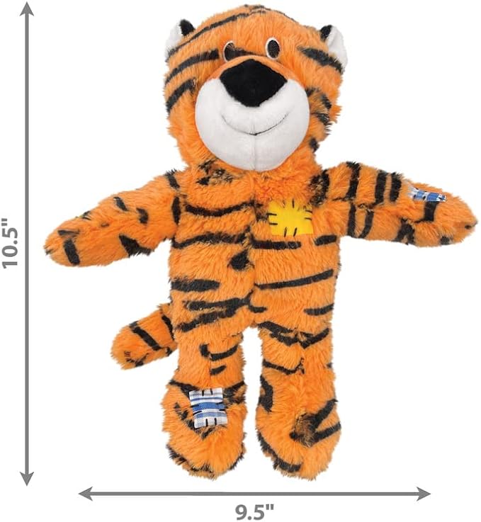 KONG Wild Knots Tiger and Giraffe Combo Dog Toy – Durable Knotted Ropes Inside, Minimal Stuffing for Less Mess – Medium/Large - Bundle