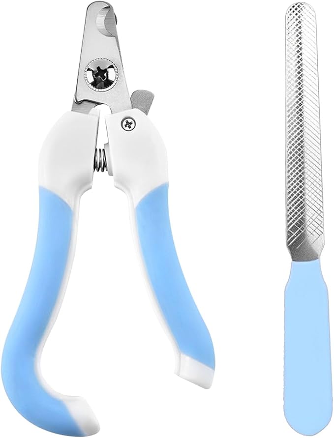 Cat Nail Clippers for Beginners and Groomers - Durable pet trimmer - Supplies with Safety Guard, Avoid Overcutting - Grooming Tool for Small Animals Tiny Dog Indoor Cat Bunny Rabbit Bird Kitten(Blue)