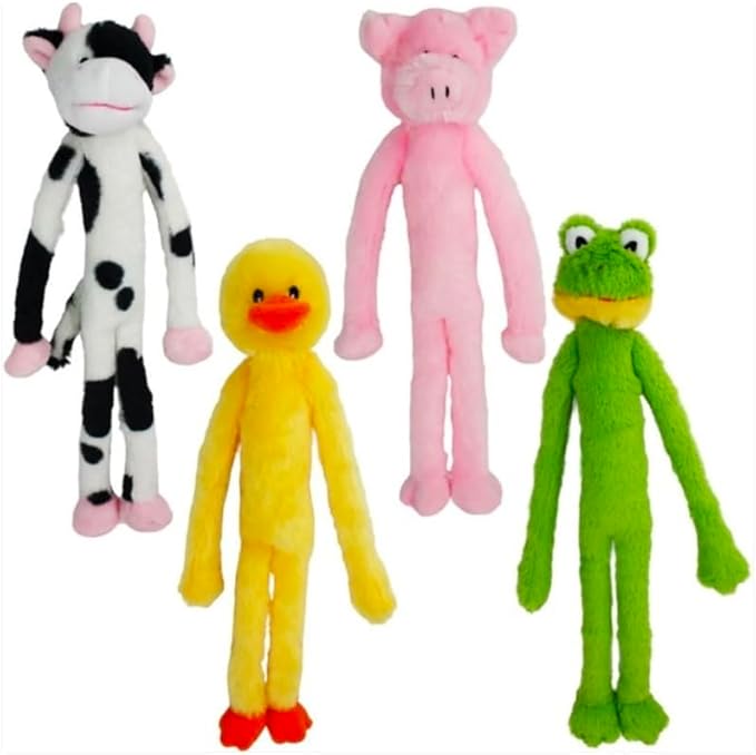 Large Extra Long Legs Over Sized Plush Animal Themed Dog Toys 27 inch Multiple Squeakers (Pink Pig)