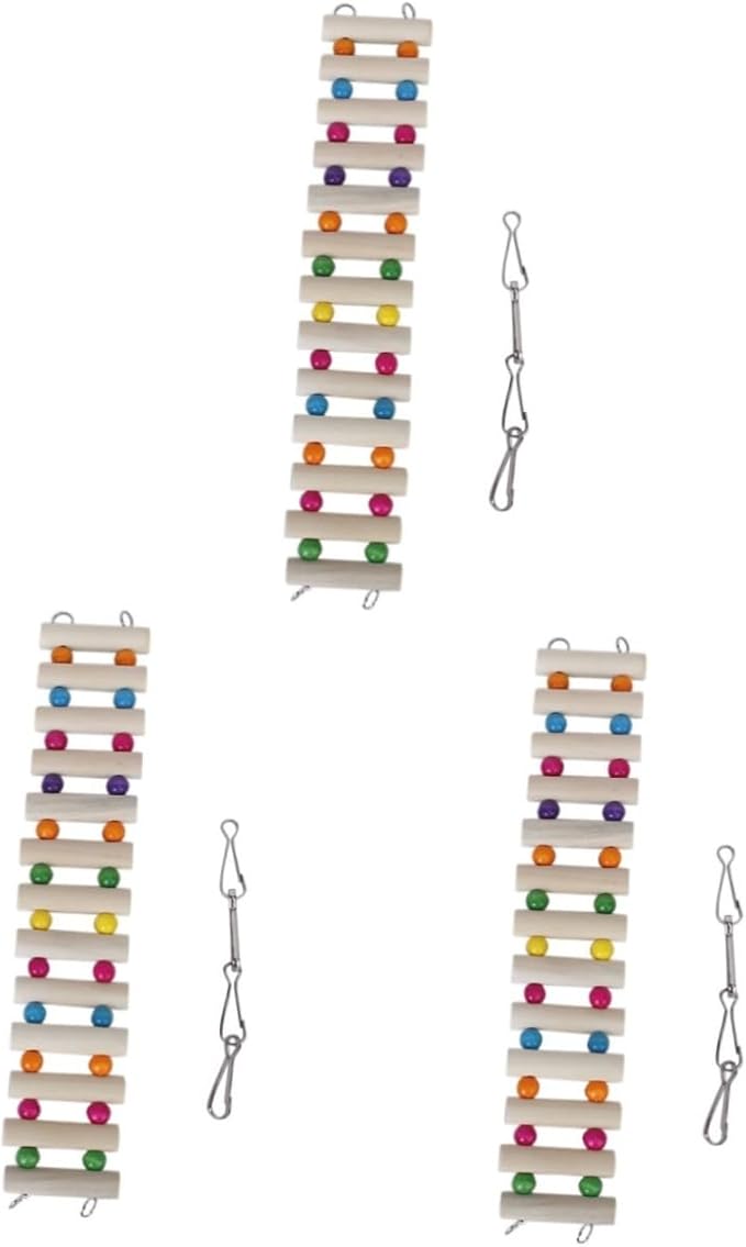 BESPORTBLE 3pcs Wooden Bird Ladder Toy Bridge for Cockatiels Animal Cage Accessory