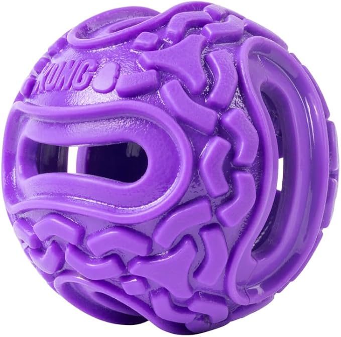 KONG Squeezz Flex Ball – Flexible Treat & Chew Holder for Dogs – Interactive Dog Toy for Fetch, Floating, & Travel – Holds Treats, Chews, & Bully Sticks (Small/Medium)
