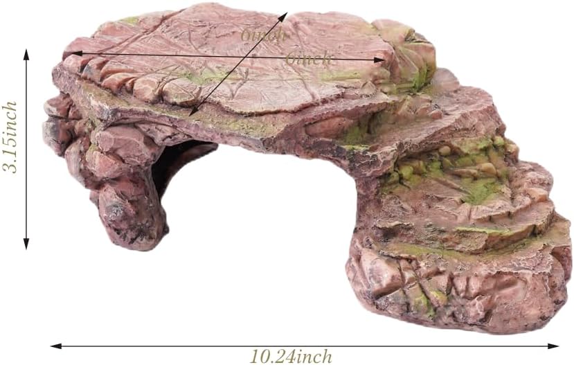 BIGWE Turtle Basking Platform for Aquarium Fish Tank,Designed for Aquatic Pets Such as Turtles, Reptiles, and Tortoises,Brown Small