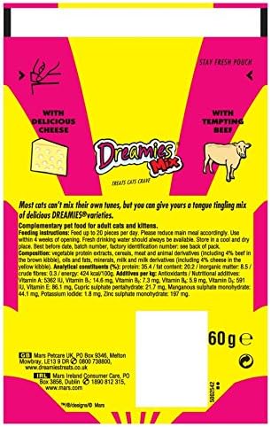 Dreamies Bulk Buy 8 Packs of Mixed (2 of Each Flavour), See Which One Your Cat Or Kitten Loves The Most! Save On Postage by Bulk Buying! 8 X 60G Bags (480G Total)
