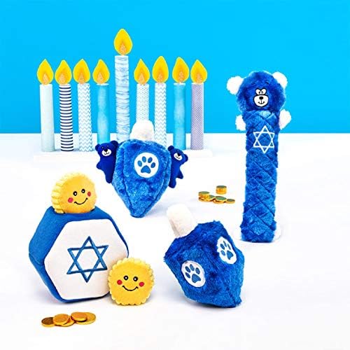 ZippyPaws Burrow Hanukkah Dog Toy - Plush Squeaky Holiday Dog Gifts for Small & Medium Puppy Dogs, Interactive Hide & Seek Stocking Stuffers for Pets - Star of David