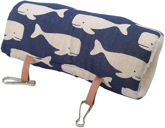 2 Pack Hammock Warm Plush Tunnel Birds Cage Accessories for Small Pet Parrot Hamster (Medium, Blue)