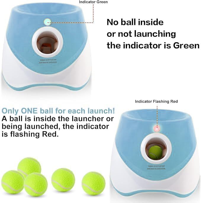 MEKAPLE Automatic Dog Ball Launcher, Dog Ball Thrower Machine with 10-30Ft 3 Launching Distance, Interactive Toys for Small Dogs Indoor & Outdoor with 15 Mini Tennis Balls (2 inch) -Blue