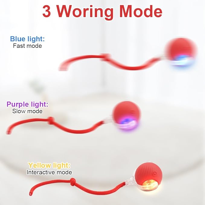 Interactive Cat Toy Ball for Indoor Cats - 2024 New Self-Rolling Automatic Smart 360 Electric Dog Ball - Fast Rolling on Carpet for Cats and Dogs (Grey)