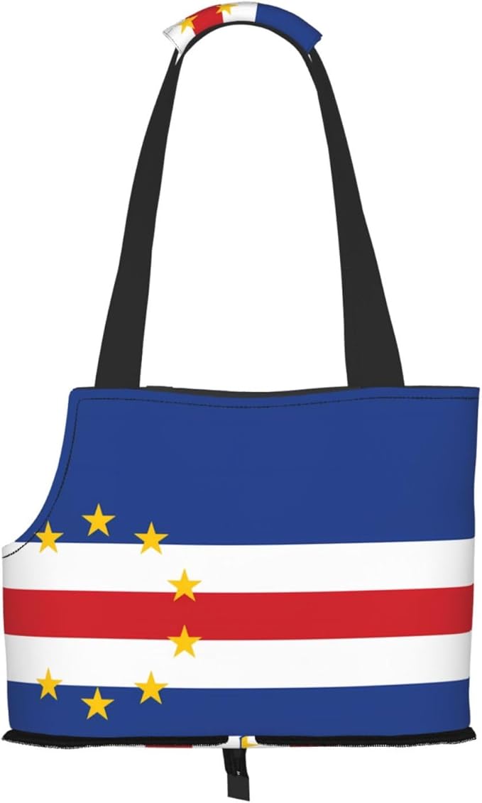 Foldable Pet Carrier Sling - Waterproof Small Dog & Cat Travel Flag of Cape Verde Tote with Safety Hook for Hiking