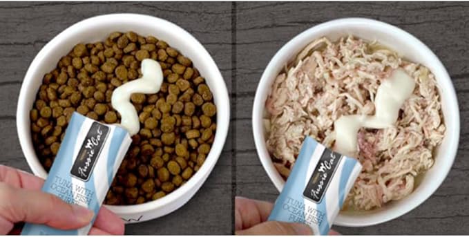 Fussie Cat Puree Grain Free Lickable Treat in 2 Flavors: (2) Tuna with Salmon and (2) Tuna with Ocean Fish (4 Four-Tube Packs, 16 Tubes Total, 0.5 Ounce per Tube) Plus Shaynanigans Silicone Lid