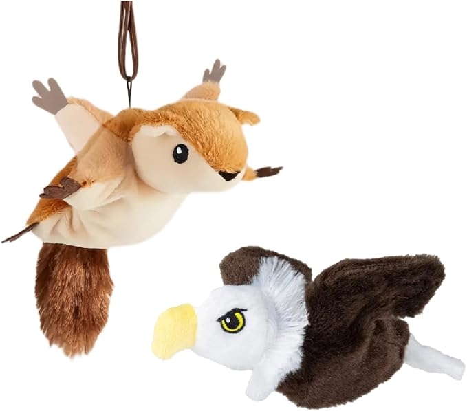 Interactive Rechargeable Flying Bird Cat Toy, Interactive Chirping Bird Wings, Flapping Bird Cat Toy, Chirping Birds Cats Toys for Bored Cats (E-Squirrel+Eagle)