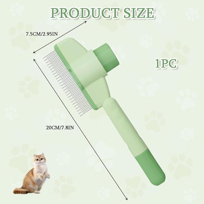1PC Flea Comb for Cats Dogs Brush, Self-Cleaning Grooming Brushes for Shedding Pet Hair Removal Comb, Pet Grooming Supplies for Cats & Dogs Short & Long Hair