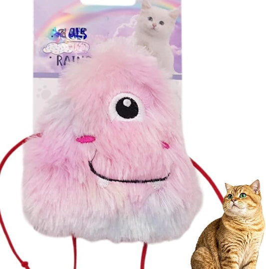 Cute Monster Plush Catnip Toy Interactive Soft Chew Plush Catnip Toys for Indoor Cats and Kittens 3.9" (Pink-1)