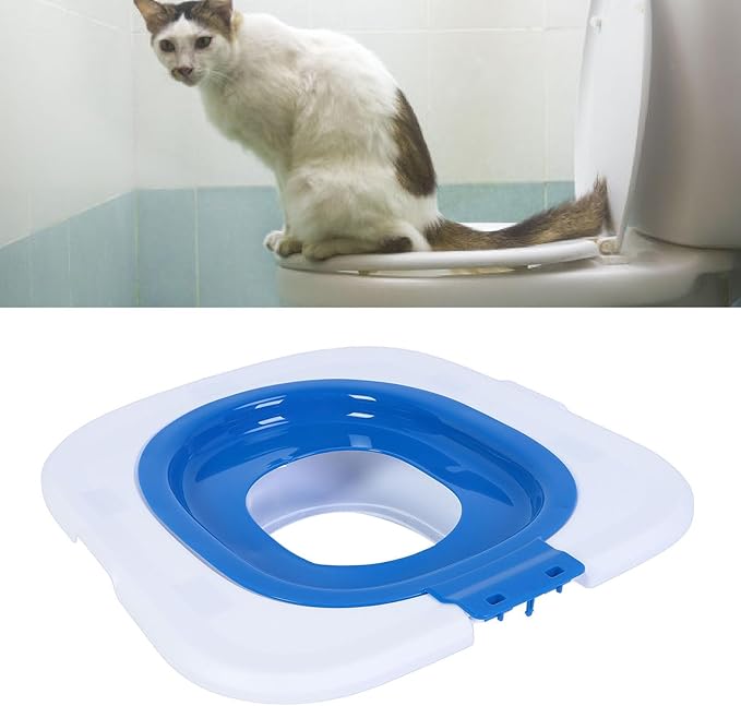 Upgraded Cat Toilet Trainer Kit, Universal Reusable Cat Potty Toilet Training Kit, Removable Cat Toilet Training Kit, Toilet Litter Box Trainer for Home Pet Care (Blue)