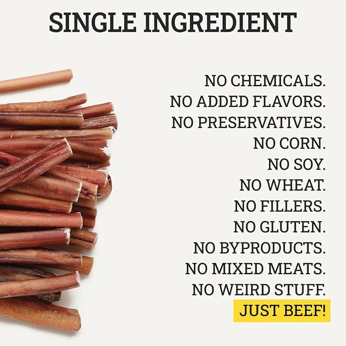 Supreme 6-inch Thin Bully Sticks by Sancho and Lola’s (10 Pack) All-Natural, Long-Lasting Dog Chew Treats - Free-Range, Grass-Fed Beef - Low Odor