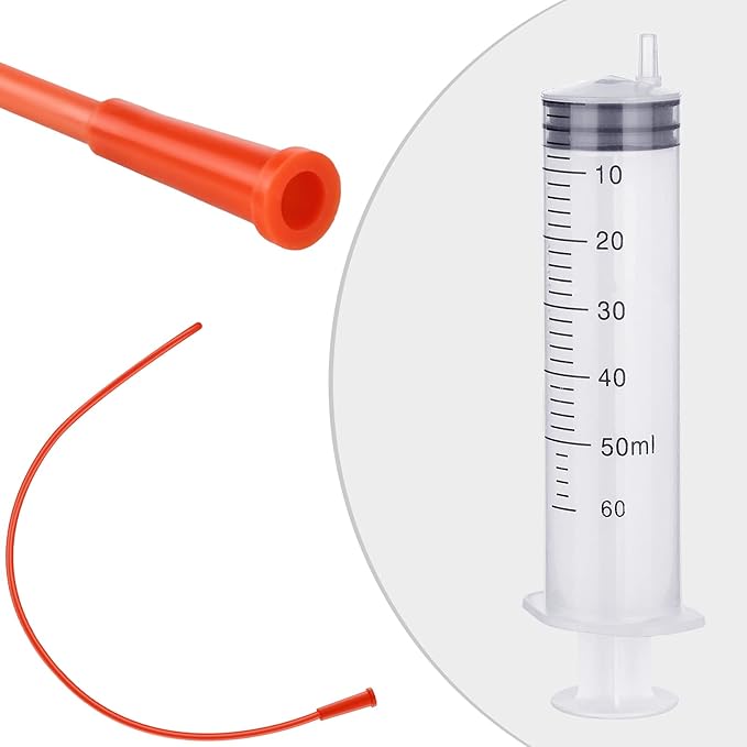 Jutom 10 Pack Puppy Kitten Feeding Tube Kit Include 5 Pack 8 FR Red Rubber Puppy Feeding Tube and 5 Clear Kitten Syringe 5 ml 10 ml 20 ml 30 ml 60 ml for Goat Small Animals
