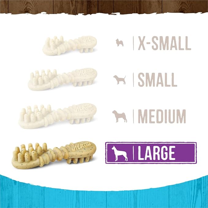 Merrick Fresh Kisses Natural Dental Chews, Toothbrush Shape Treat Infused With Real Mint, For Large Dogs - 4 ct. Bag