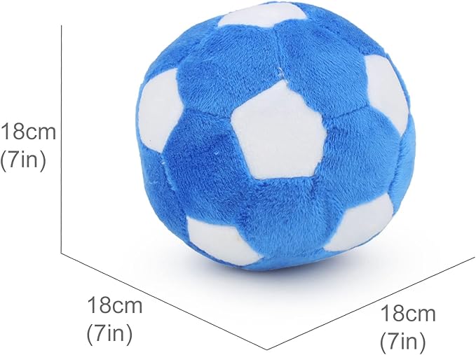Dog Toys Balls, Pet Chew Toy Stuffed with Fluffy, Funny & Cute Interactive Play Dog Squeak Toy, Durable Indoor Outdoor Dog Puzzle Toys Soft Plush Football for Medium and Large Dogs Breeds, 7in