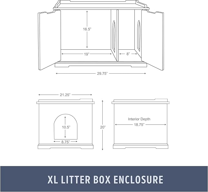 Trixie XL Furniture Litter Box Enclosure (White), Hidden Litter Box for Cats with Openings on Either Ends & Large Ventilations Slots, Double Doors for Easy Cleaning, Removable Divider