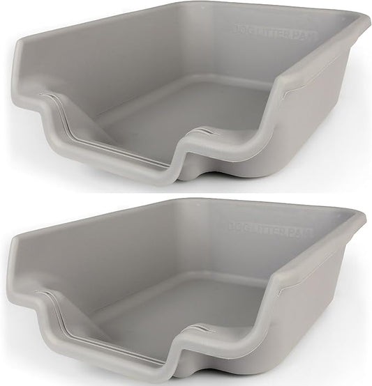 Dog Litter Box, Misty Gray, Extra Large Size, Durable & Pet Safe Puppy Litter Box, Indoor Open Top Entry Dog Litter Pan, Comfortable for Dogs, Great for Dogs up to 35 lbs (2 Pack)