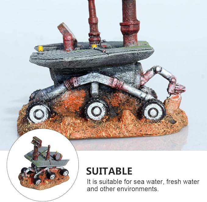 ULTECHNOVO Mars Aquarium Decor Resin Ornament Creative Fish Tank Decoration Underwater Landscape for Betta and Aquatic Pets Easy to Clean Colorfast 4.33X4.33X3.93In
