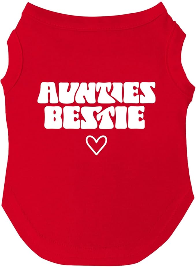 Aunties Bestie Dog Tee Shirt | Sleeveless Breeds | Mother's Day | Aunt Gift | Best Auntie & Sister | Valentine's Day |Red, 3X-Large 1360