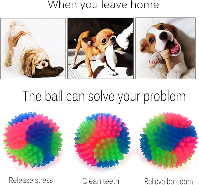 2Pcs Dog Balls,2inch Light Up Dog Balls,Flashing Elastic Ball,Glowing Interactive Led Pet Toys for Puppy Small Medium Dogs Cats