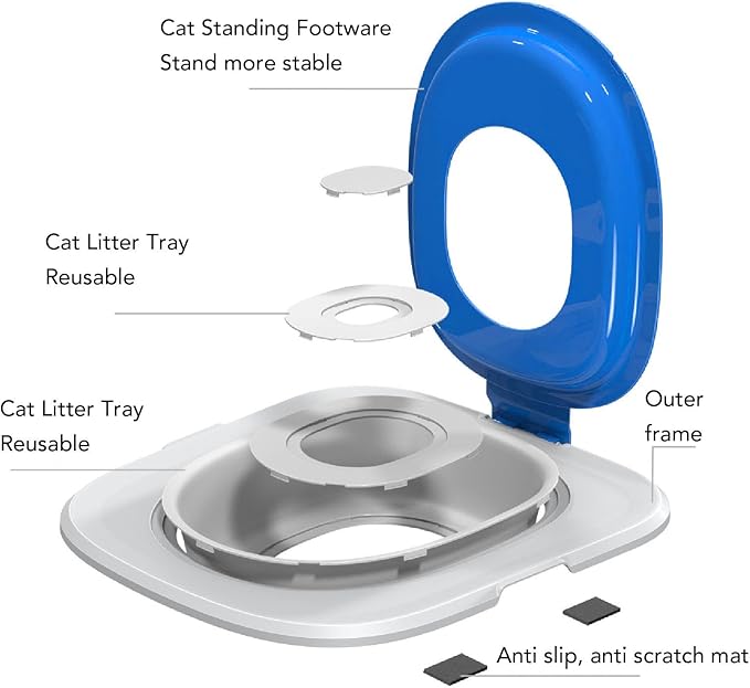 Cat Toilet Training Kit, Reusable Puppy Cat Litter Mat Kitty Urinal Seat Toilet Trainer, Removable Home Urinal Seat Potty for Puppy & Small Pet, Kitty Toilet Trainer Urinal Seat
