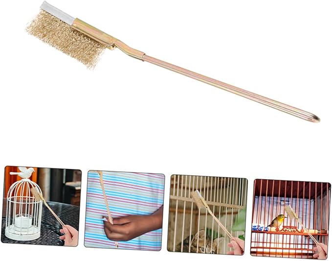 Toyvian 1set Bird Cage Brush with Handle Steel Bristles for Thorough Cleaning of Nests and Accessories and Versatile Tool for Parrots and Animal Cages