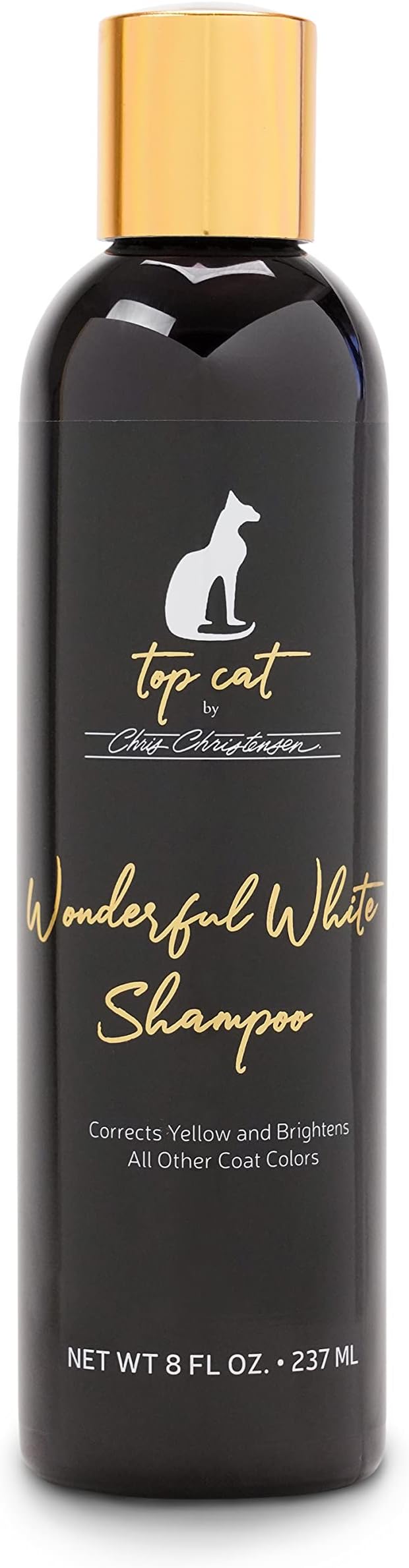 Chris Christensen Top Cat Wonderful White Shampoo for Cats, Groom Like a Professional, Corrects Yellow, Brightens All Coat Colors, Made in USA, 8 oz