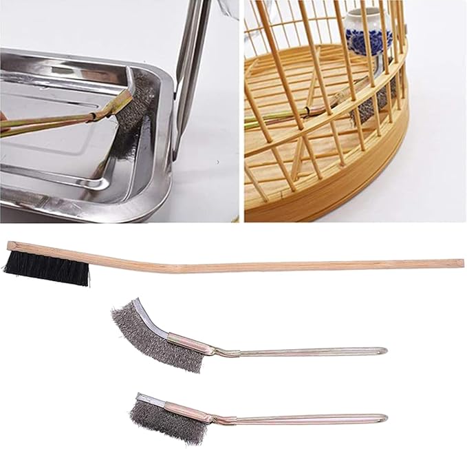 Birdcages Brush Set of 3 Effective StainlessSteel Brushes Kits for Squirrels Bird Cage Accessories