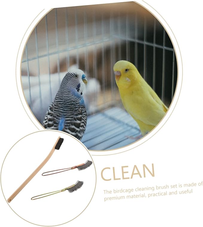 GANAZONO 3pcs Long Handle Bird Cage Cleaning Brush Birdcage Tool for Parrots Hamsters and Pets for Hard Reach Areas