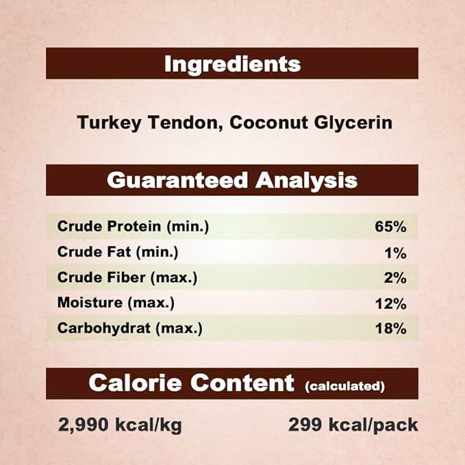 A Freschi srl Turkey Tendons for Dogs, USA-Sourced, Healthy Dog Treats, Rawhide-Free Puppy Chews, Long Lasting, All Natural, Hypoallergenic Dog Treats for Small Breeds, 3.53 oz Pack Strips