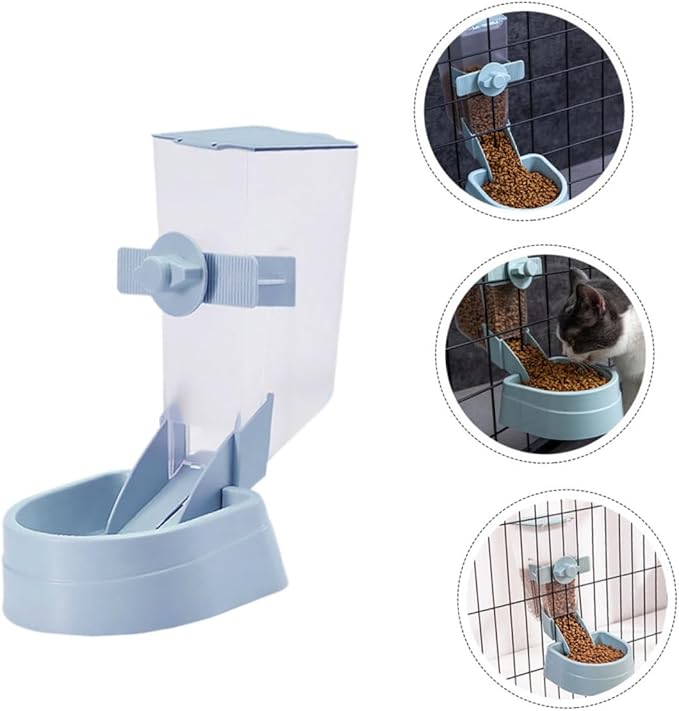 Hanging Automatic Bird Feeder Refillable Small Pet Food Dispenser Blue for Outdoor Bird Cages and Hamster Cage Accessories
