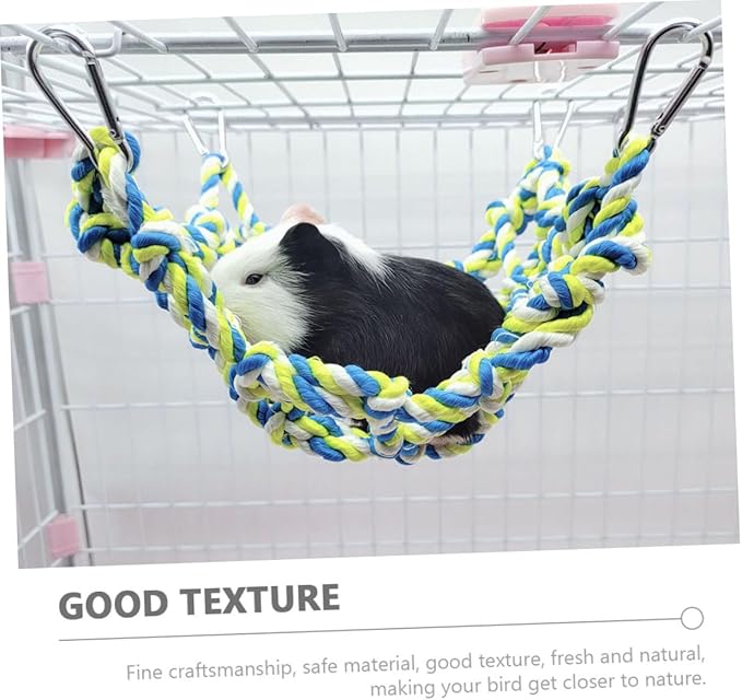 LIOOBO 2Pcs Bird Hammock Net for Parrots Hamsters Portable Hanging Bed Bird Cage Easy to Install Promotes Exercise Coordination for Pets
