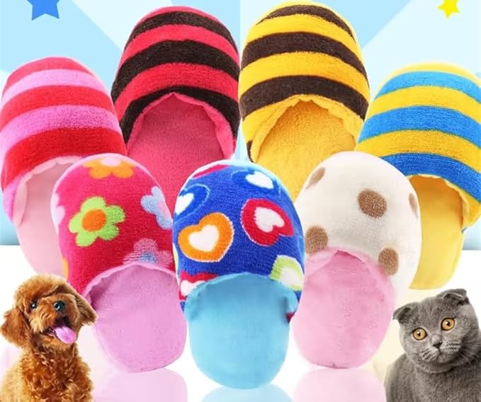 1Pcs Pink Cute Pet Puppy Dog Cat Slipper Shape Plush Chew Play Toy Flip-Flops Squeaky Toys Dog Squeak Toys,Keep Them Busy Durable Teething Shoe Interactive Squeaky Puppy Toy,Small,Pet Products