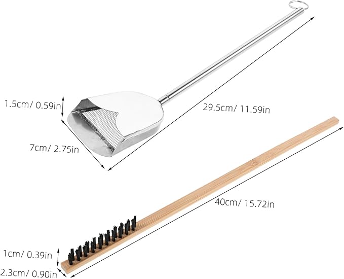 Mipcase 2pcs Bird Cage Cleaning Brush Set Stainless Steel Droppings Shovel Effective Cleaner Tools for Parrots Small Animals and Reptiles